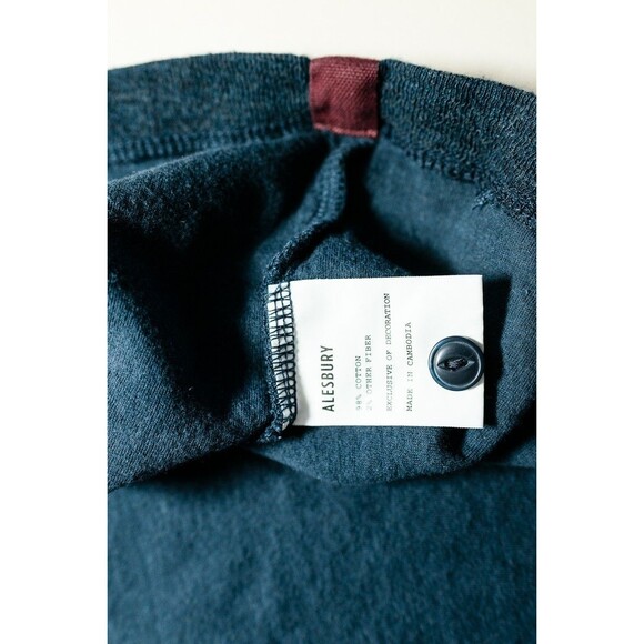 Alesbury M henley blue mens cotton long sleeve layering - Picture 6 of 7